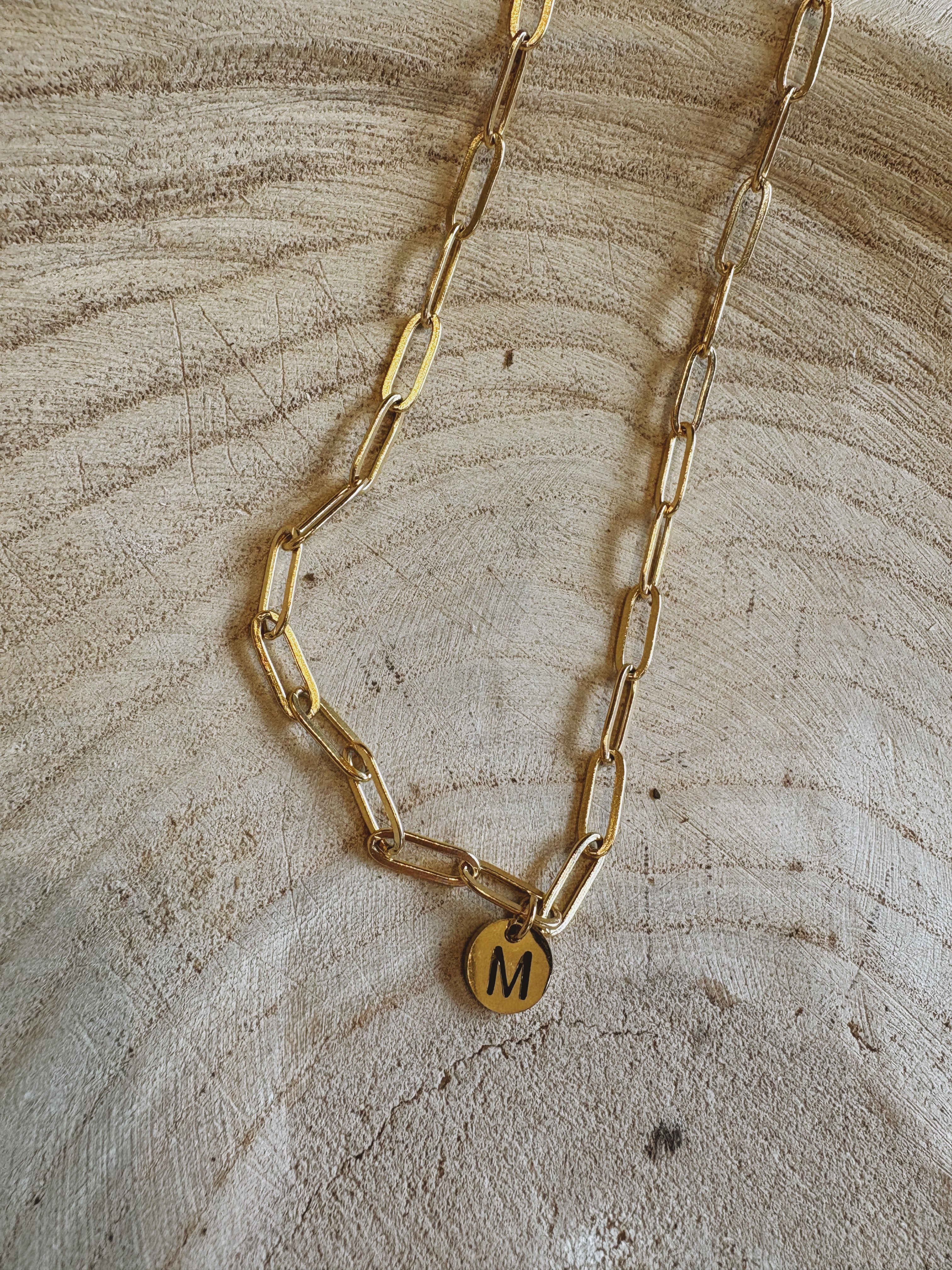 letter paperclip chain necklace - m