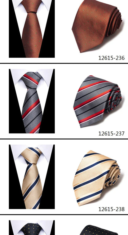 Tie For Men Newest design Luxurious 7.5 cm Necktie Shirt Accessories Striped Dark Red Man's New Year's Day