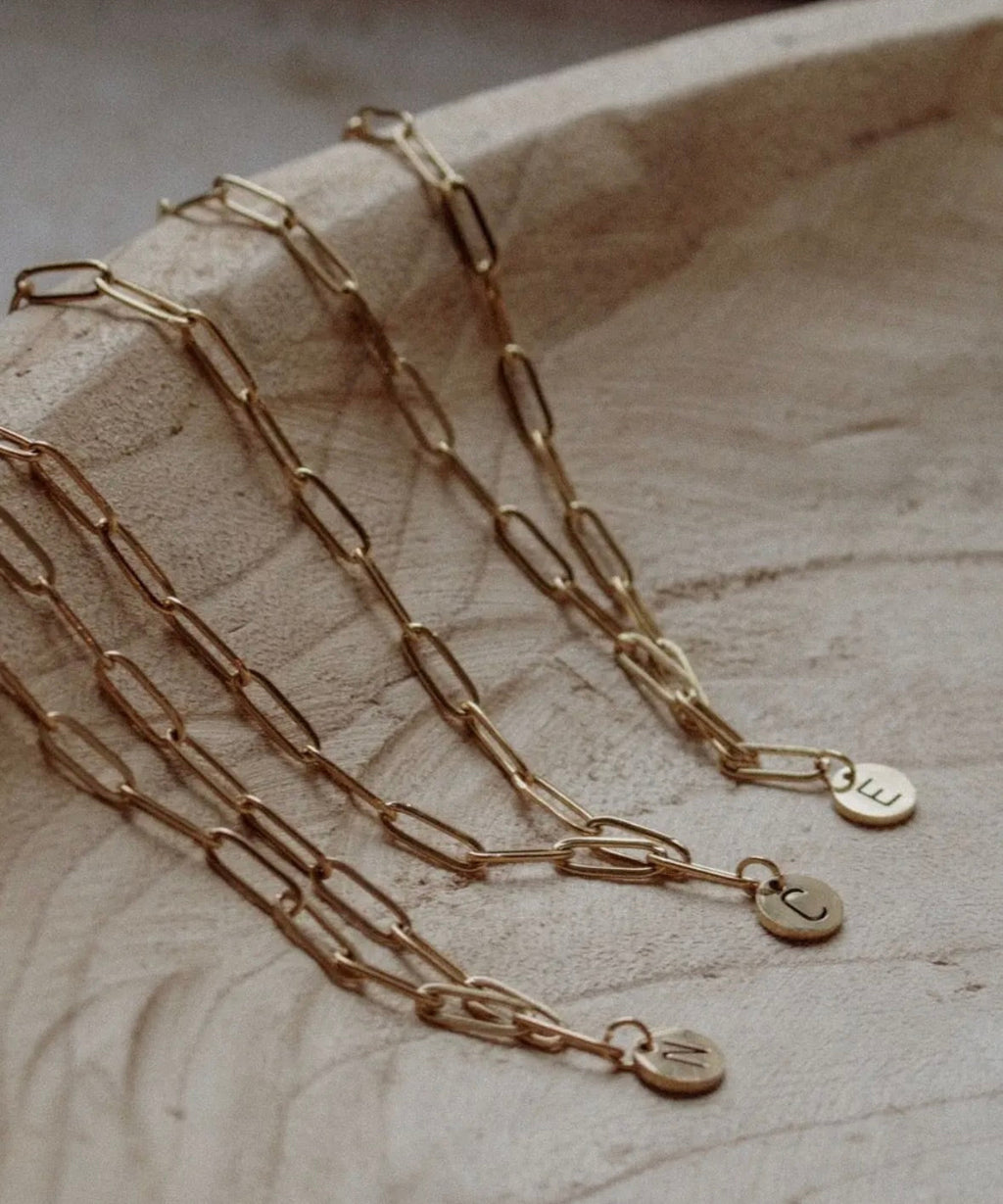 letter paperclip chain necklace - m