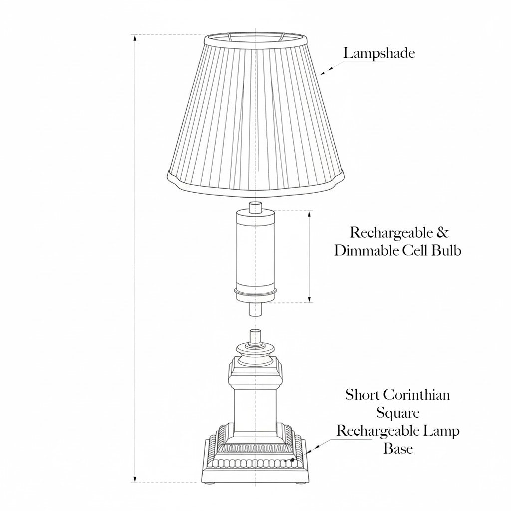 Short Corinthian Square Rechargeable Lamp