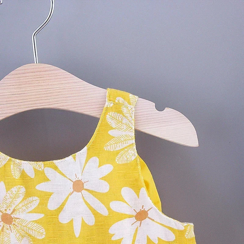 (Girls 0-3 Years Old) Summer New Girls Dress Floral Print Little Fresh Everyday Sweet Princess Dress with Bow