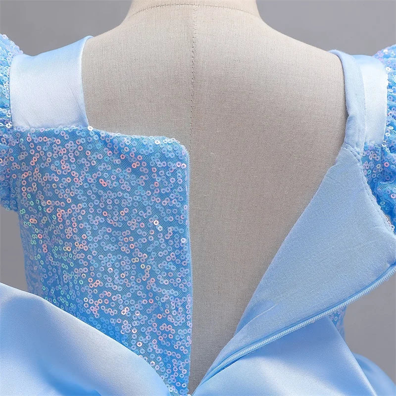 Cinderella Cosplay Costume Kids Clothes for Girls Sequins Princess Dress with Crown Gloves Birthday Party Ball Gown 3-10 Years