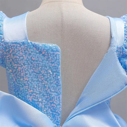 Cinderella Cosplay Costume Kids Clothes for Girls Sequins Princess Dress with Crown Gloves Birthday Party Ball Gown 3-10 Years
