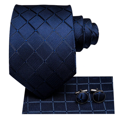 Hi-Tie Blue Business Solid 100% Silk Men's Tie NeckTie 8.5cm Ties for Men Formal Luxury Wedding High Quality Gravata