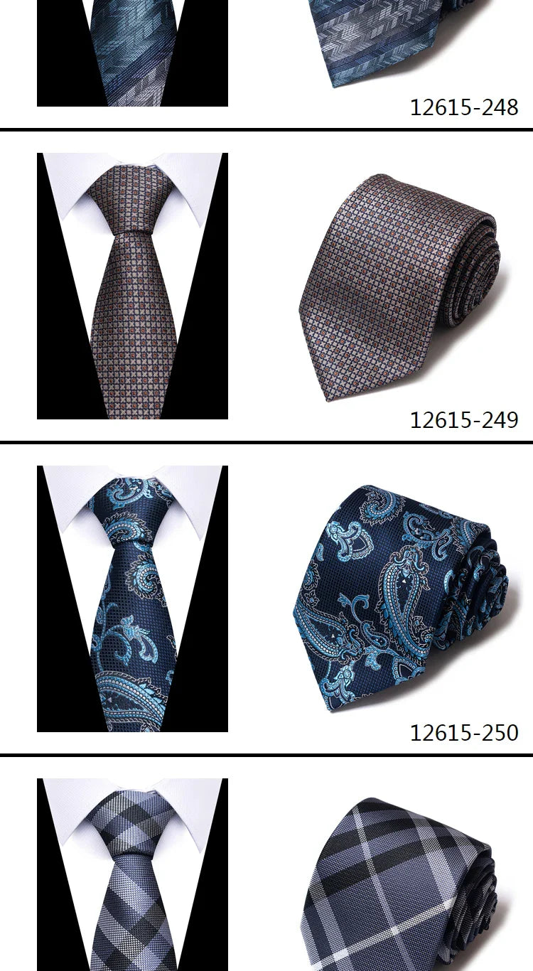Hot Sale Brand New Style Tie Blue Golden Stripe Suit Accessories Necktie Men Gravata Fit Wedding Holiday Present