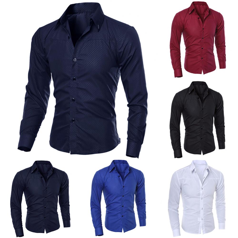 Fashion spring autumn Men Shirts New Arrivals Slim Fit Male Shirt Solid Long Sleeve British Style Office Cotton Men's Shirt