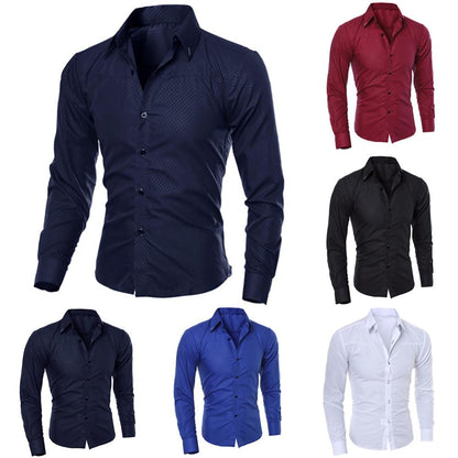 Fashion spring autumn Men Shirts New Arrivals Slim Fit Male Shirt Solid Long Sleeve British Style Office Cotton Men's Shirt
