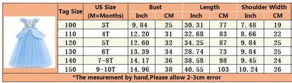 Cinderella Cosplay Costume Kids Clothes for Girls Sequins Princess Dress with Crown Gloves Birthday Party Ball Gown 3-10 Years