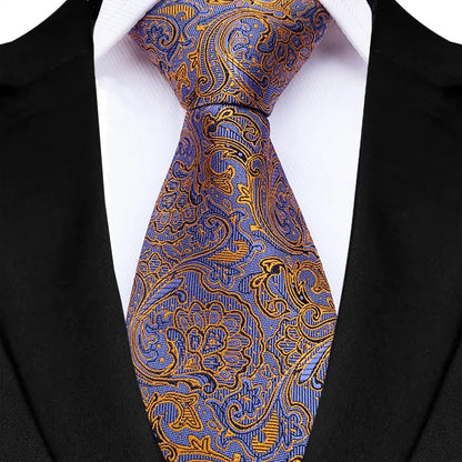 Luxury 8CM Mens Necktie Brown Orange Color Dot Stripes Ties For Man Groom Jacquard Woven Neck Tie For Business Wedding Party
