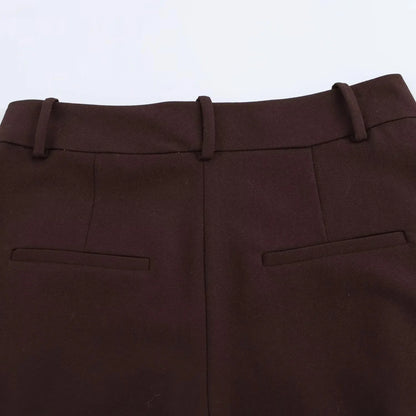 KONDALA Chic Casual Solid Women Suit Pockets Button Blazer Straight Loose Pants Zipper Skirt New Fashion 2025 Autumn Winter Sets