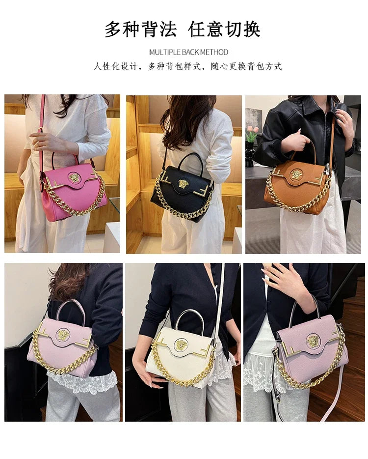 Premium Retro Messenger Bag Women - Textured Leather Shopper with Custom Paris Letter Logo & Versatile Crossbody Strap Design