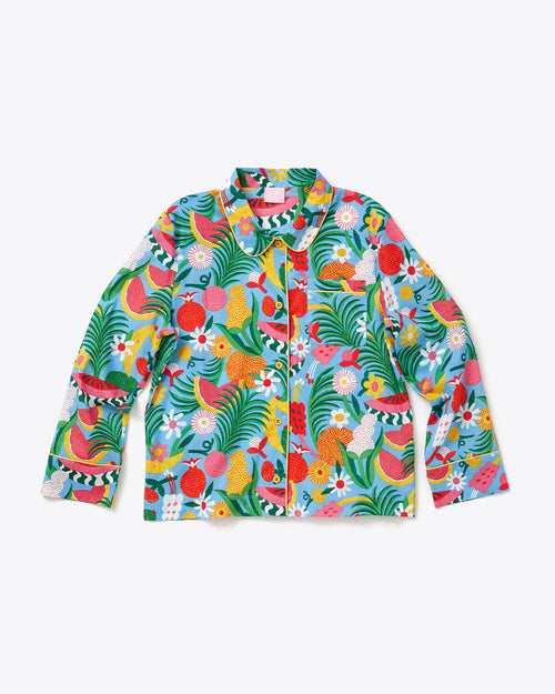 Long Sleeve Leisure Shirt - Blue Tutti Frutti