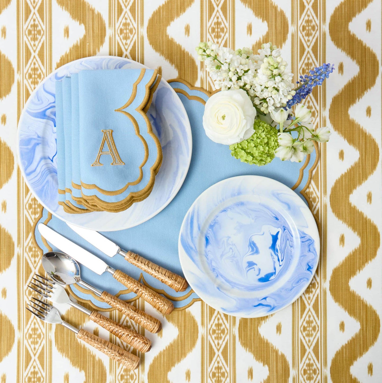 Julia Blue Marbled Starter Plate (Set of 4)