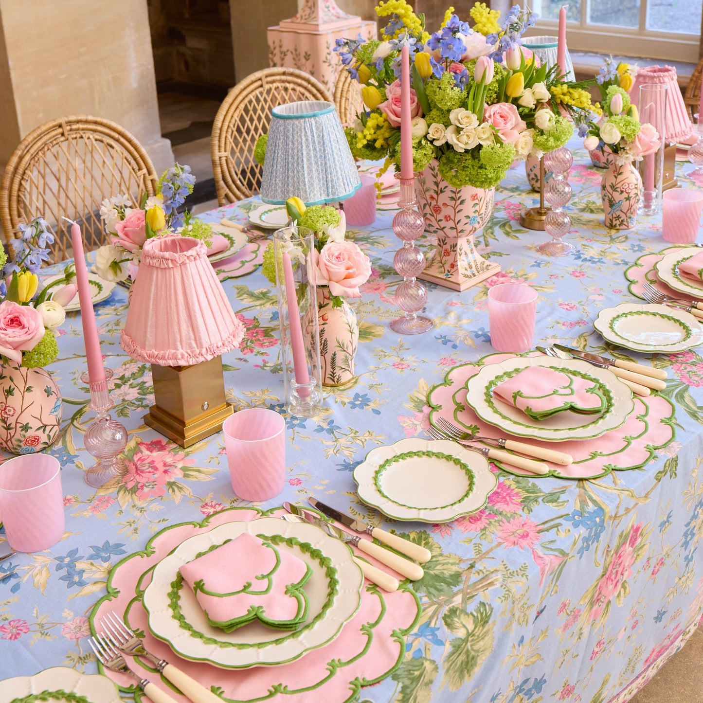 Pink Chinoiserie Tole Vases (Set of 3)
