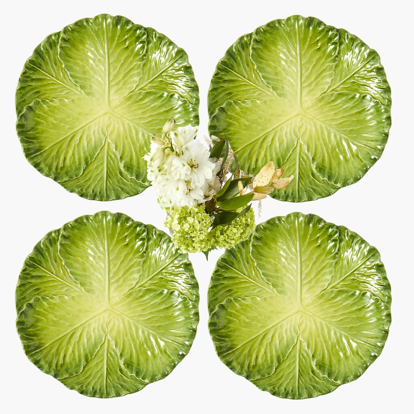 Green Serena Cabbage Dinner Plates (Set of 4)