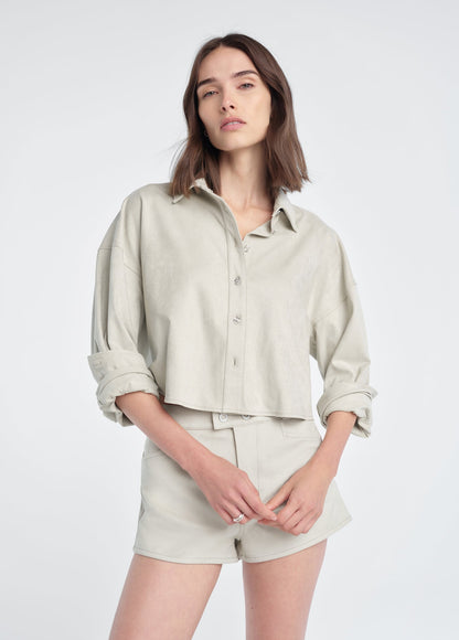 THE VEGAN SUEDE CROP EX-BOYFRIEND SHIRT