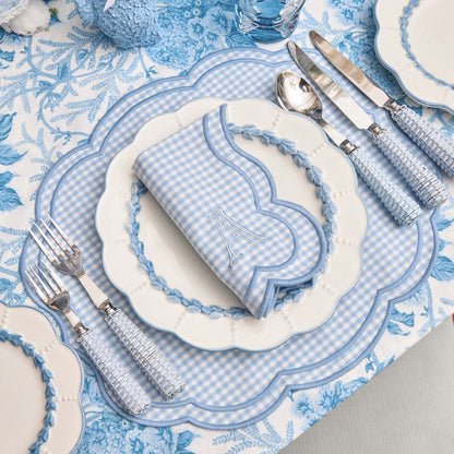 Blue Eloise Gingham Placemats & Napkins (Set of 4)