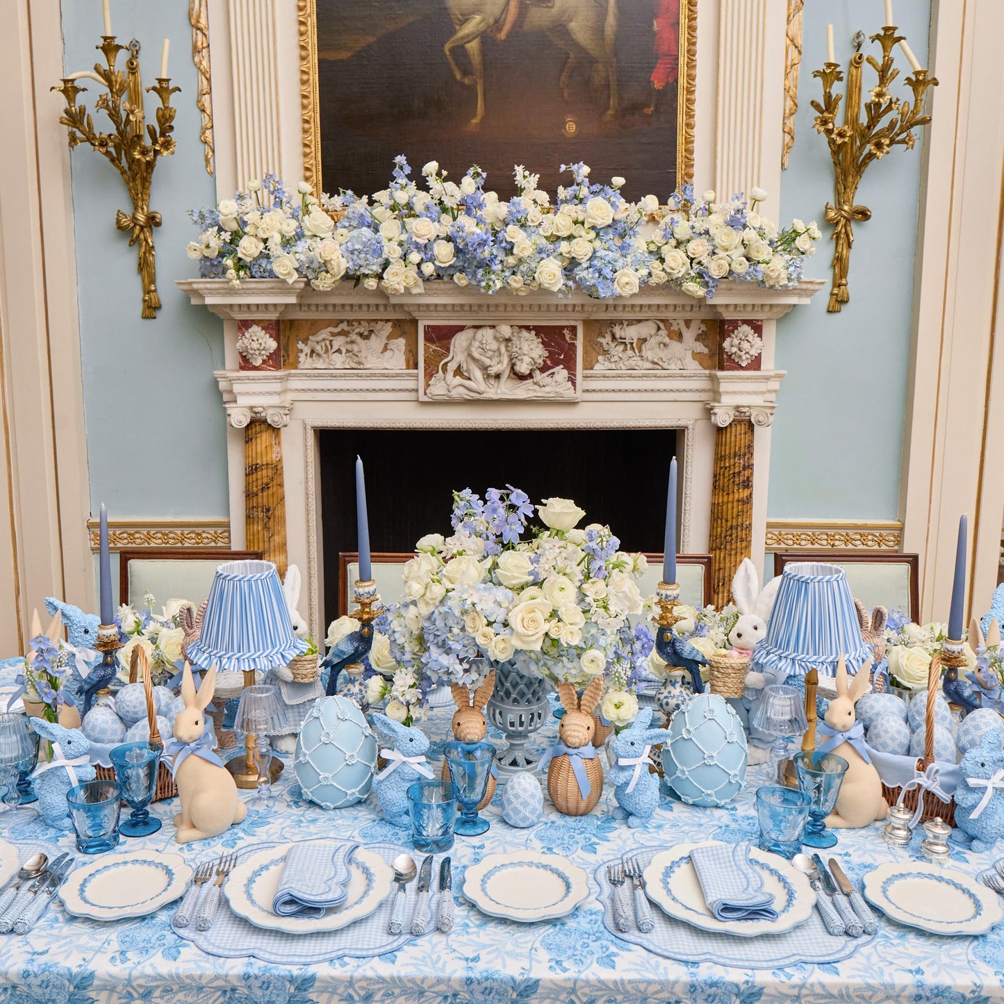 Blue Eloise Gingham Placemats & Napkins (Set of 4)