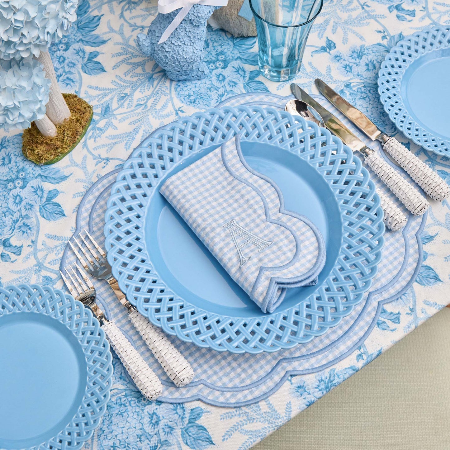 Blue Eloise Gingham Placemats & Napkins (Set of 4)