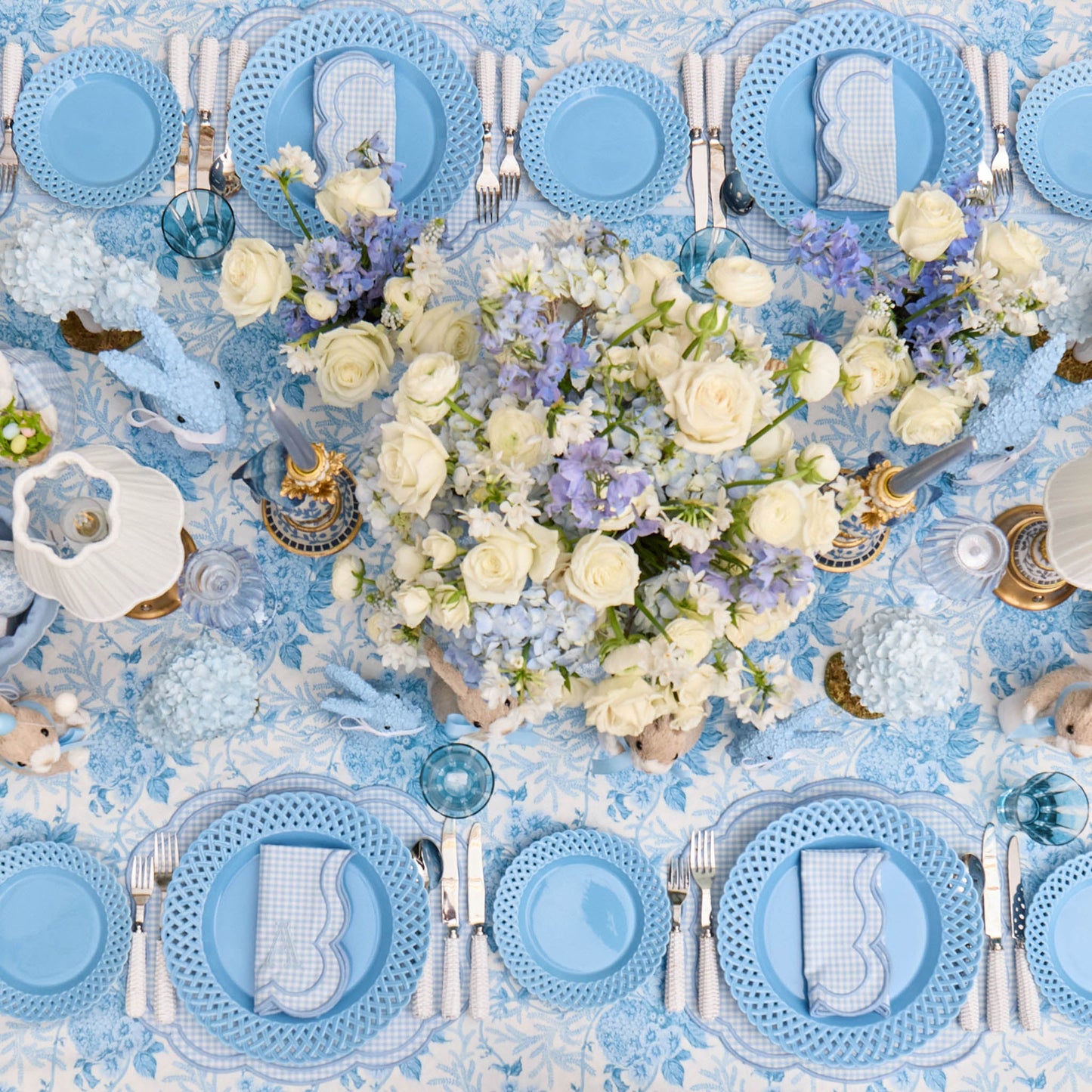 Blue Eloise Gingham Placemats & Napkins (Set of 4)