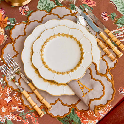 Taupe & Mustard Lily Napkins (Set of 4)