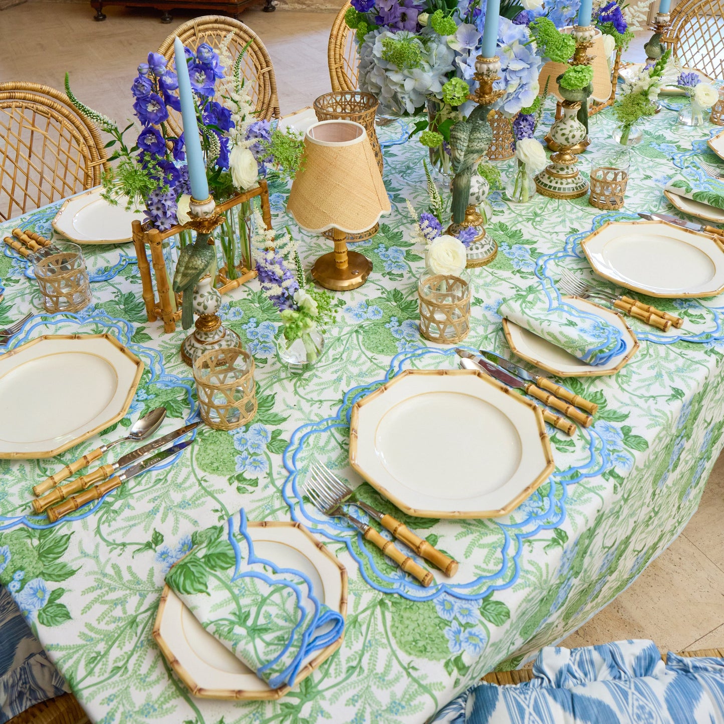 Green & Blue Lady Isabella's Garden Placemats & Napkins (Set of 4)