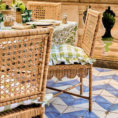 Green Gingham Ruffle Seat Pad Cushions (Set of 4)