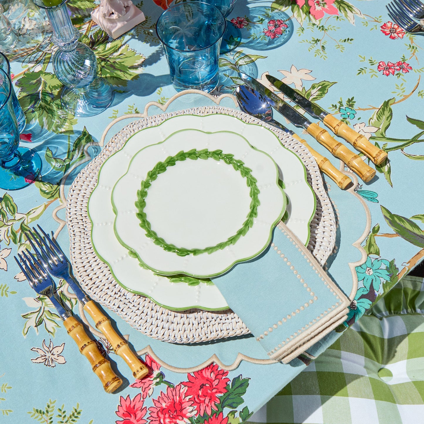 Natural Scalloped Rattan Charger Plates (Set of 4)