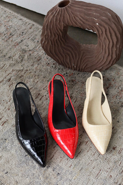 Kiley Mid Heel Slingback Pumps - Red