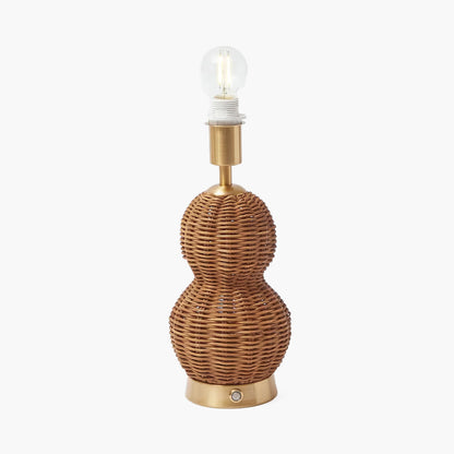 Rattan Bardot Rechargeable Lamp with Green Lotus Shade (18cm)