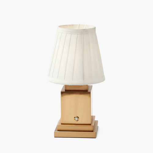 Square Rechargeable Lamp with Cream Shade (15cm)