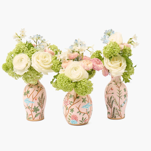Pink Chinoiserie Tole Vases (Set of 3)