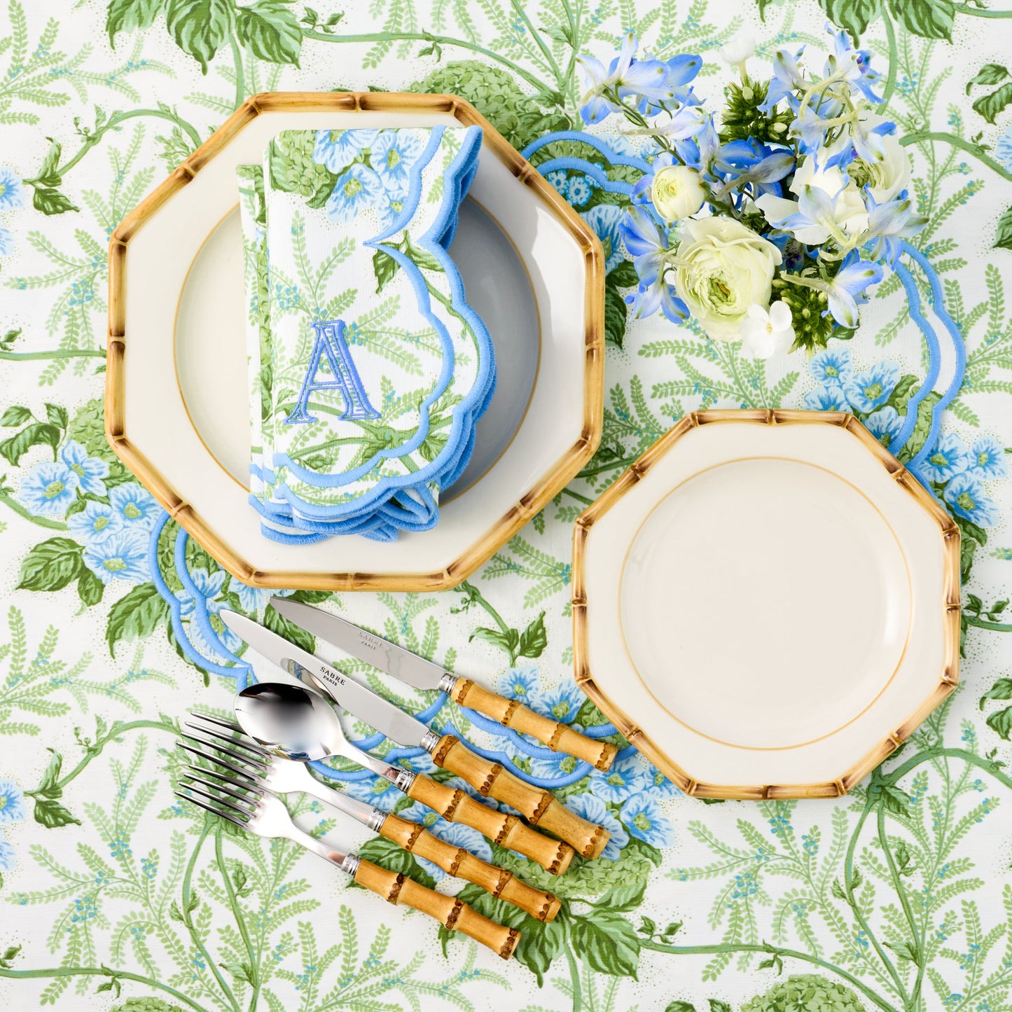 Green & Blue Lady Isabella's Garden Placemats & Napkins (Set of 4)