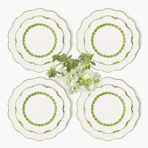 Green Laurel Dinner & Starter Plates (Set of 8)